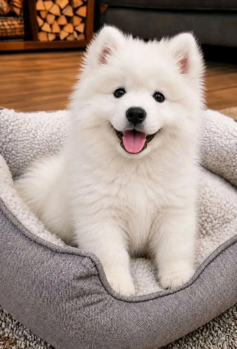 Sorumlu aileler arayan beyaz Samoyed yavruları
